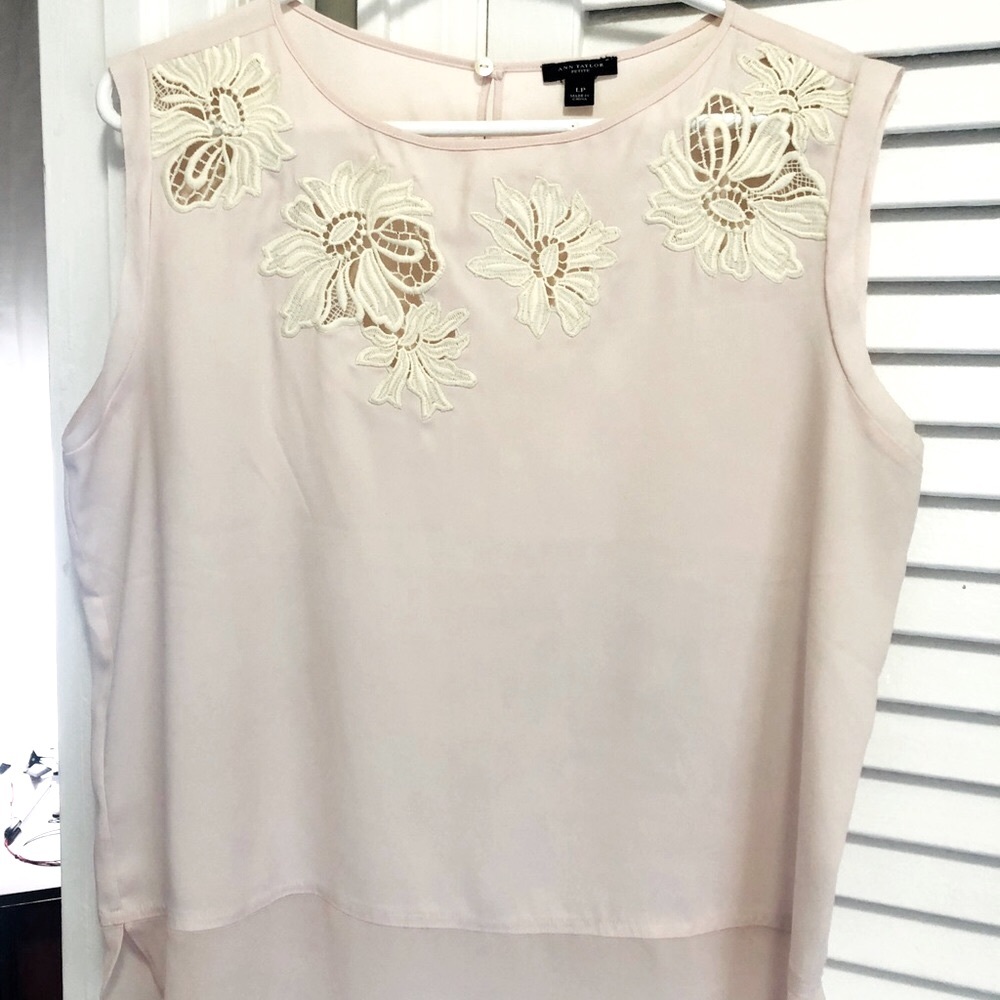 Soft pink sleeveless Ann Taylor dress shirt.